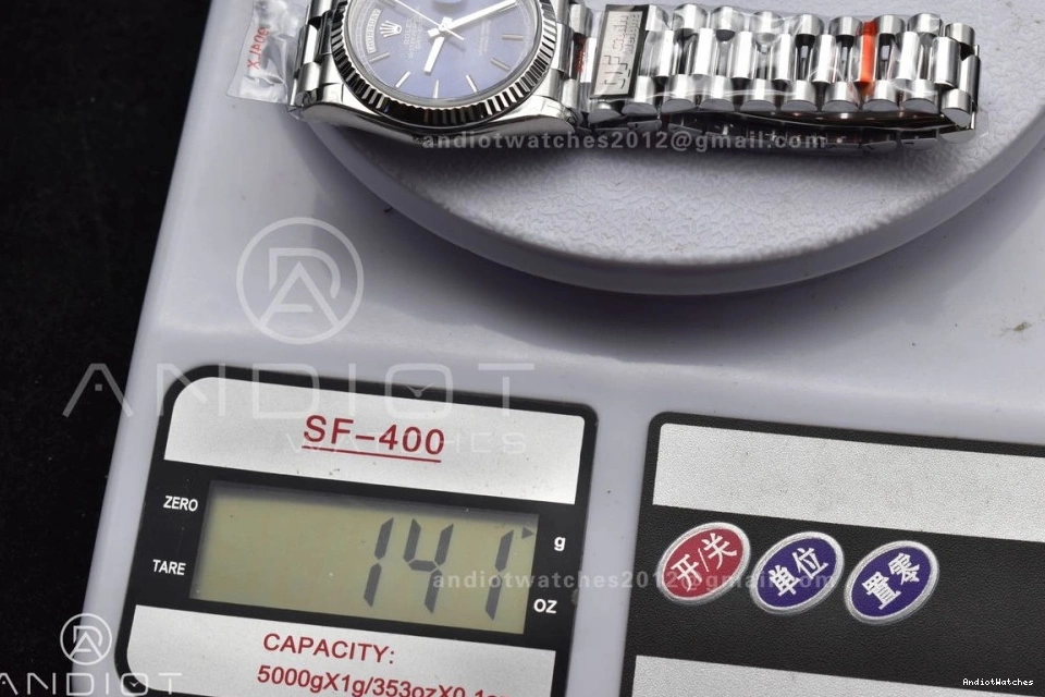 QF (Gain Best 904L V5 Edition Weight) DayDate vr3255 SS on Packable Steel President Dial Bracelet 36 Blue 672 0728